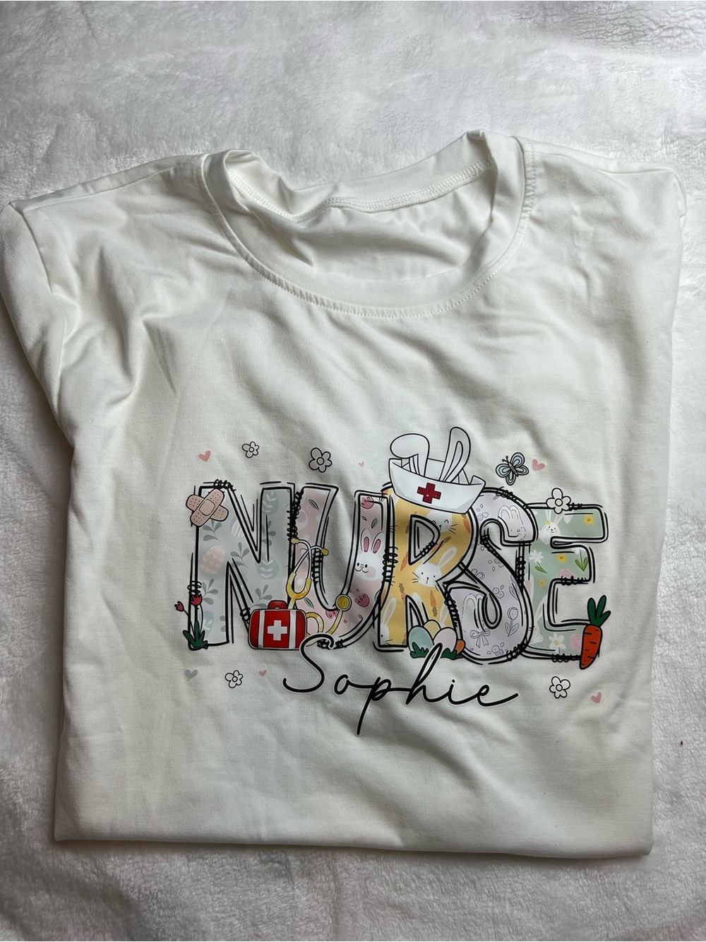 White 'Nurse' Graphic Short Sleeve Tee - Personalized Sophie